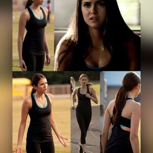 ASO Elena Gilbert Vampire Diaries Black Work Out Tank Top Size 6 Y2K Baby Doll